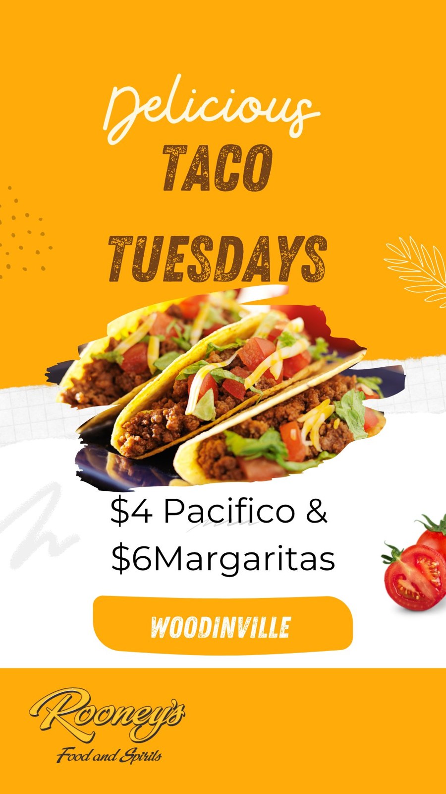 Taco Tuesdays — $4 Pacifico & $6 margaritas